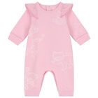 Baby Girls Pink Logo Romper, 1, hi-res